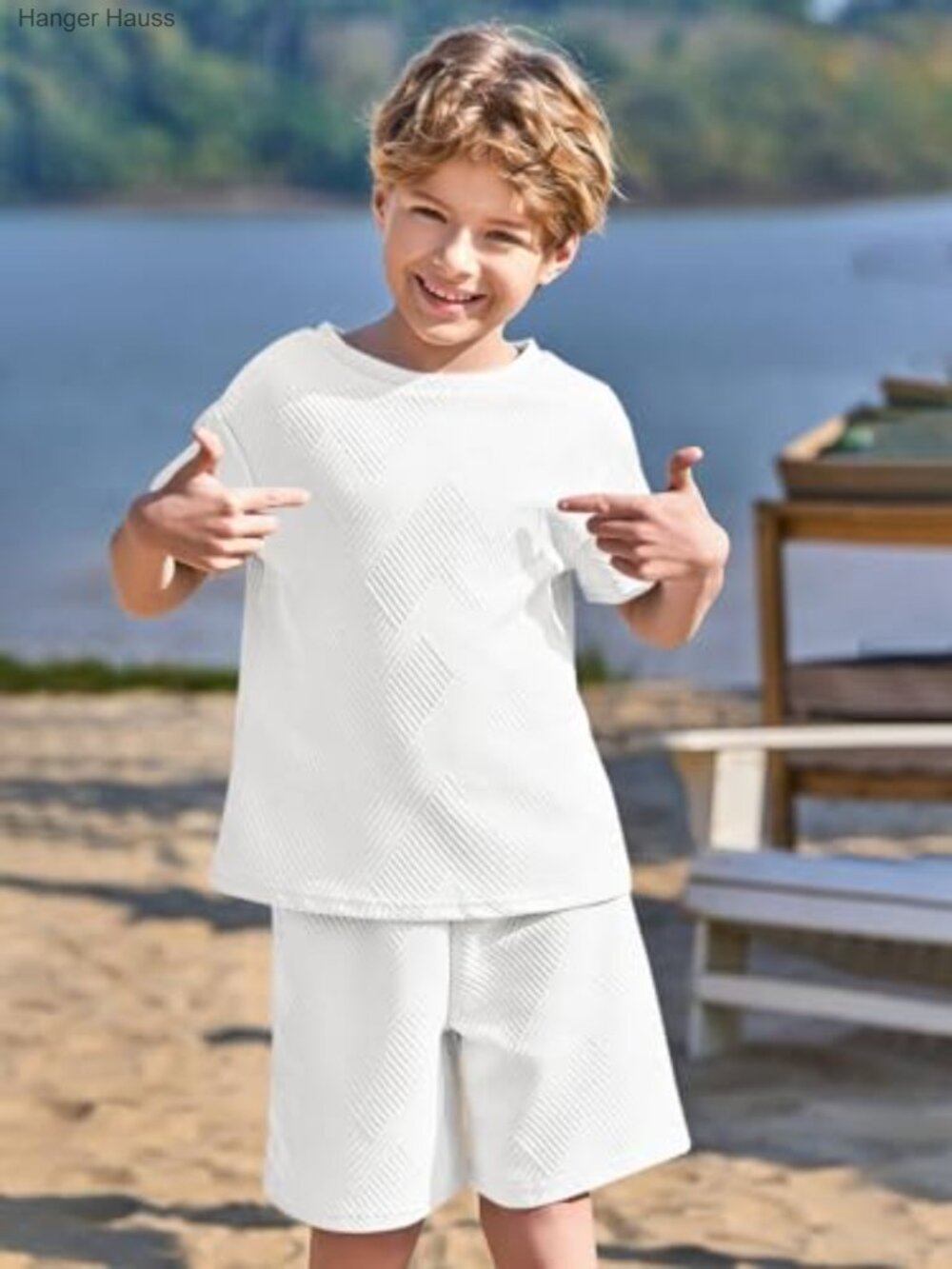 Boys 2 Piece Summer Outfits Short Sleeve Tshirts Elastic Waist Shorts Casual - Picture 2 of 7